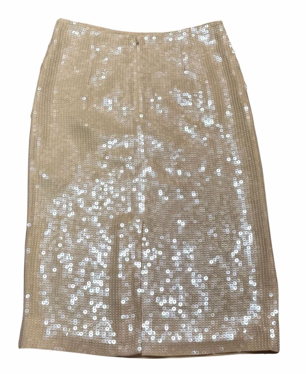Nili Lotan Bonne Sequined Midi Skirt in Beige NWT Size 0 - Picture 6 of 10